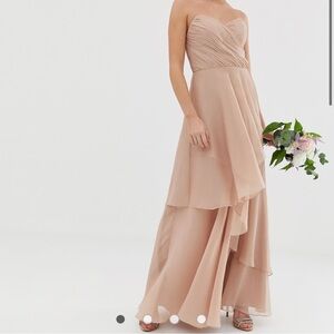 ASOS DESIGN Bridesmaid maxi bandeau dress with soft layered skirt